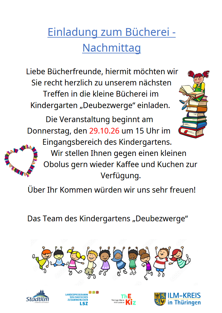 Bücherei -Nachmittag im Kindergarten „Deubezwerge"